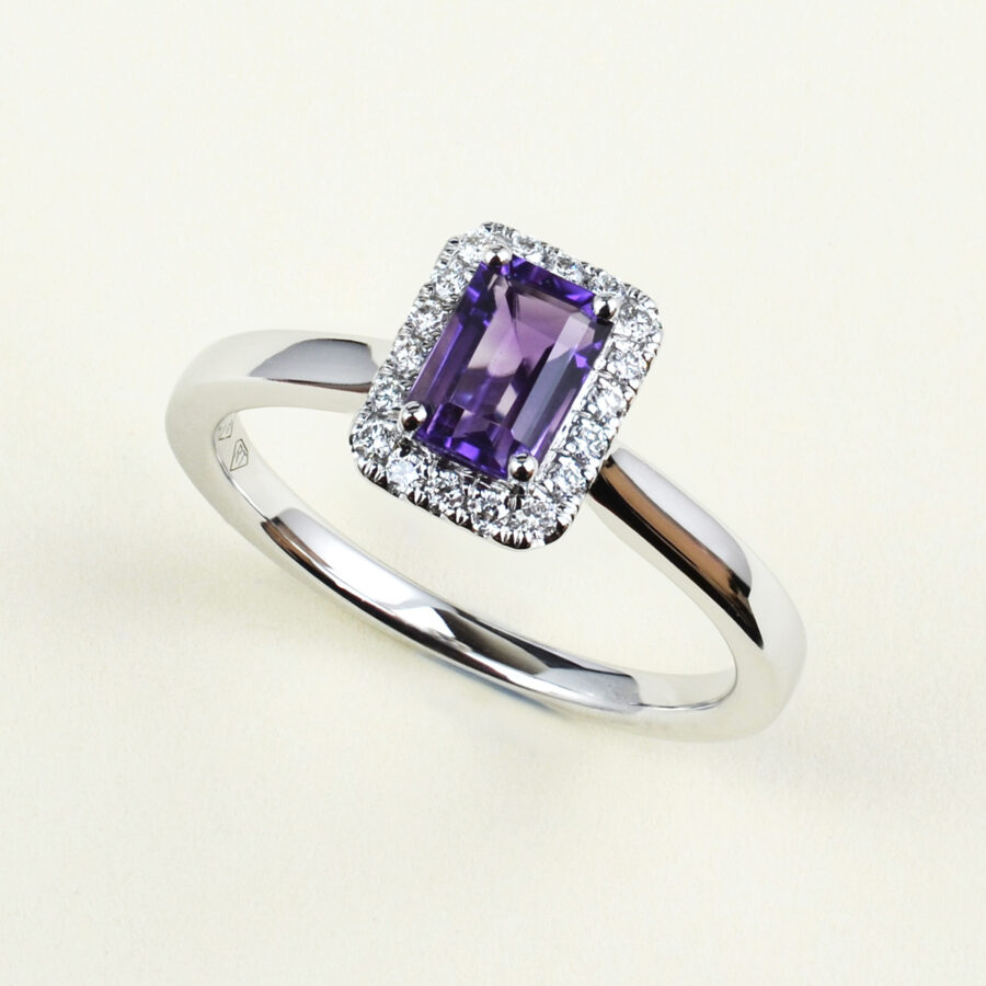 amethyst and diamond cluster ring