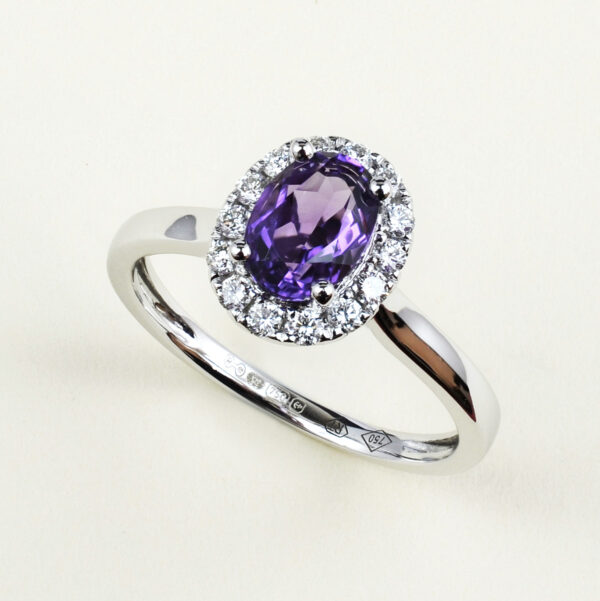 amethyst and diamond cluster ring
