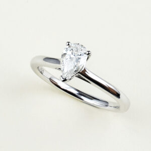 Pearhsape diamond solitaire engagement ring