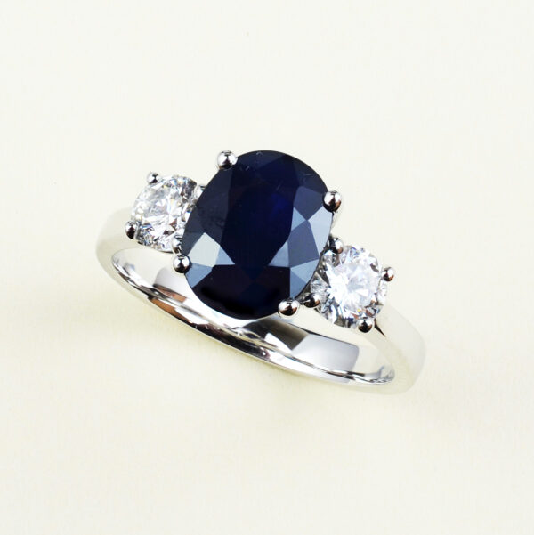 sapphire and diamond 3 stone ring