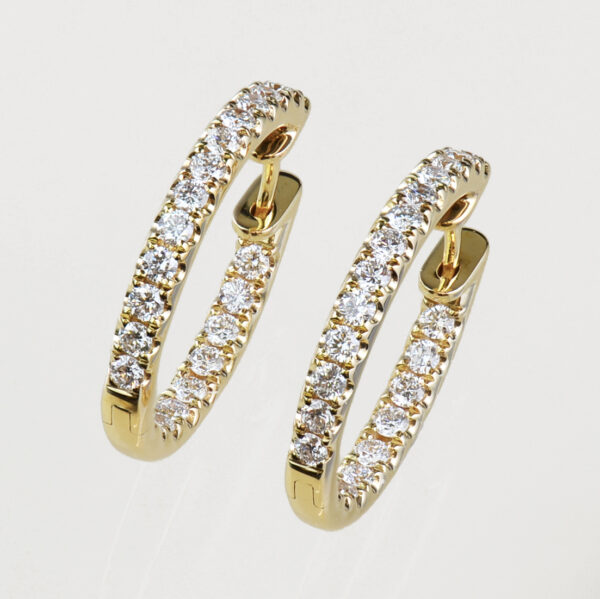 18ct yellow gold and diamond hoop earrings