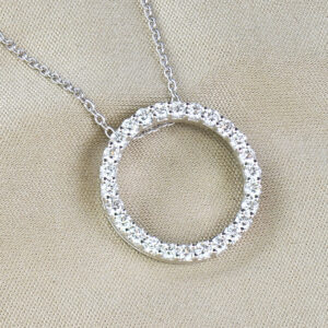 white gold and natural diamond circle pendant