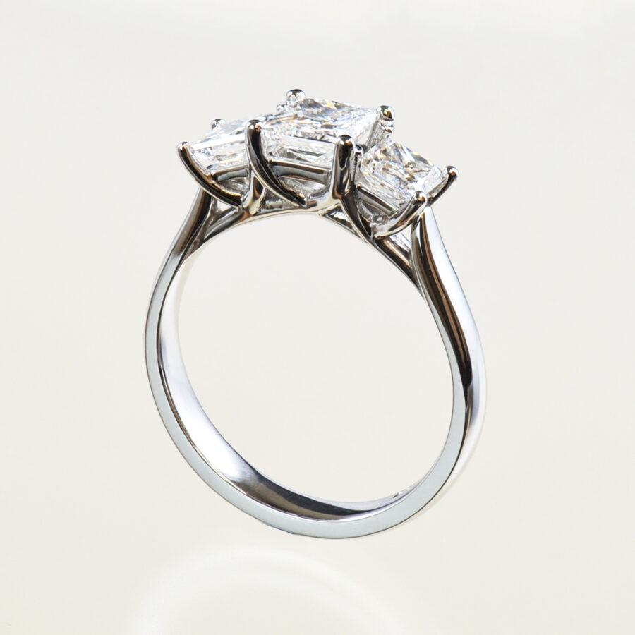 3 stone princess cut diamond ring