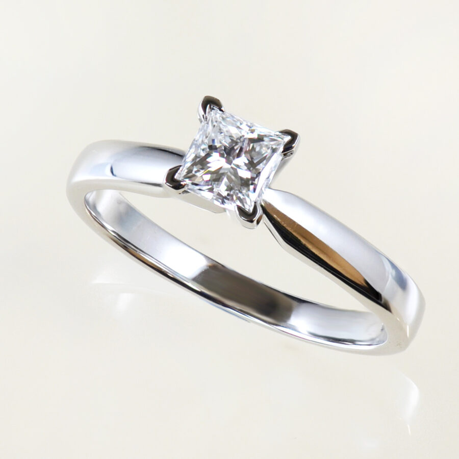 Princess cut diamond solitaire engagement ring
