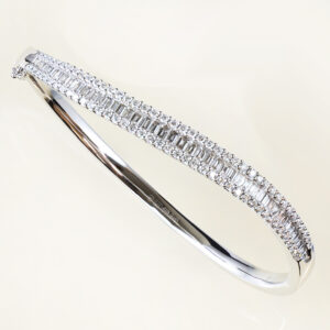 round and baguette cut twist bangle