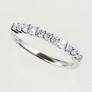 round and baguette cut diamond band ring