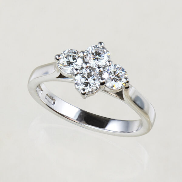 diamond 4 stone cluster ring