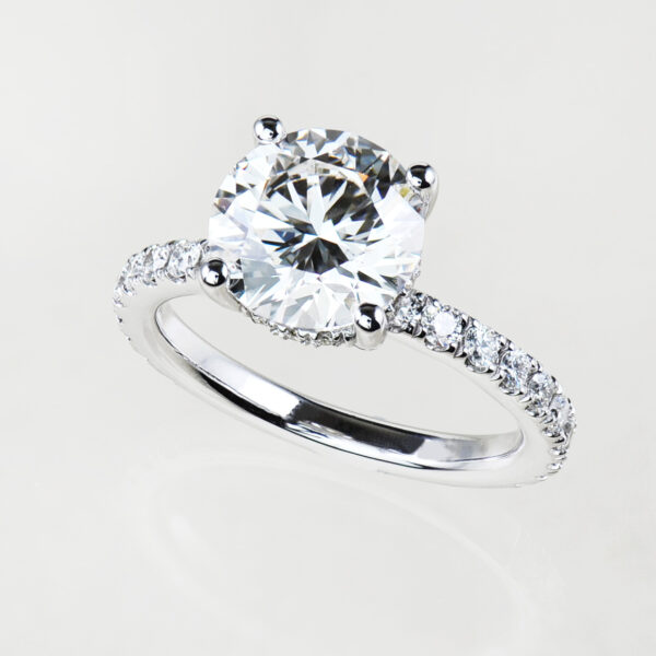 Round brilliant cut lab grown diamond solitaire engagement ring