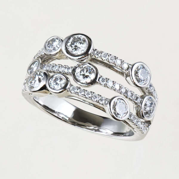 Platinum and diamond bubble ring 1.55ct