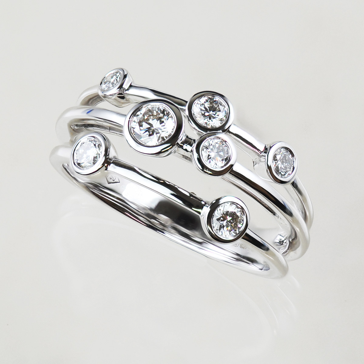 white gold and diamond bubble ring