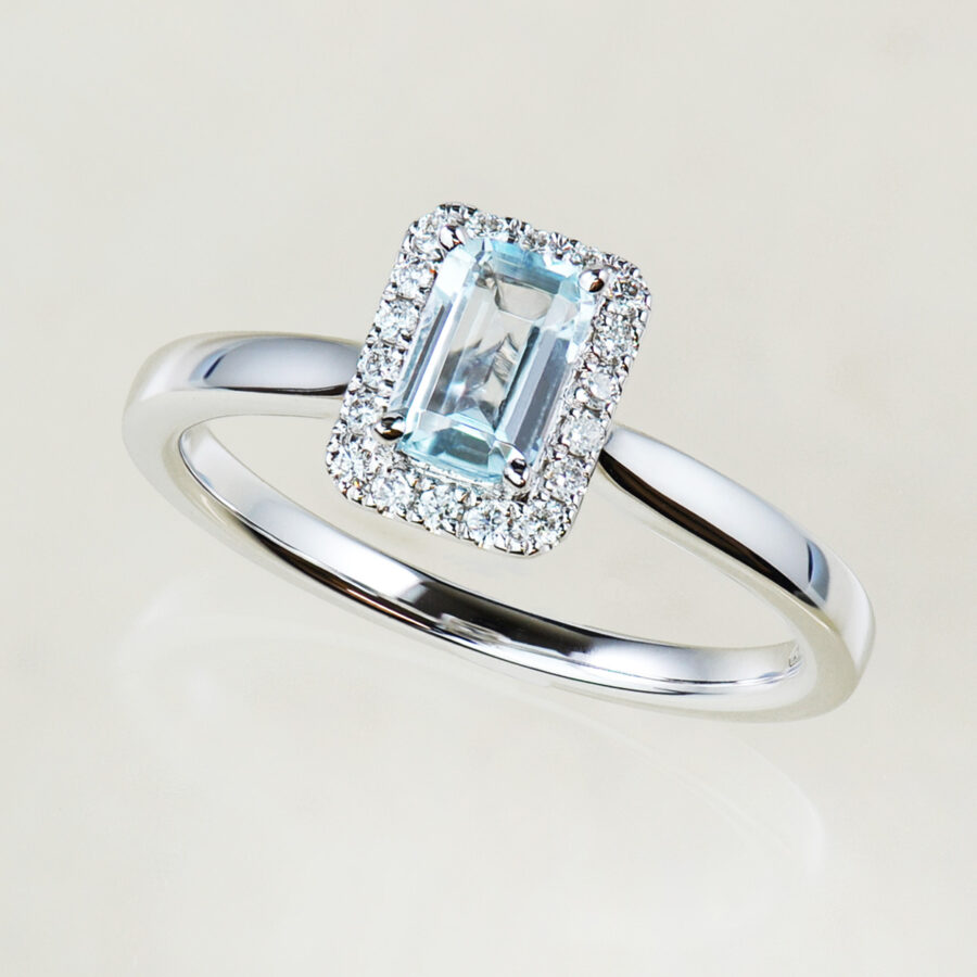 Blue Topaz and diamond cluster ring