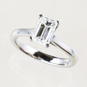 Emerald cut diamond solitaire engagement ring