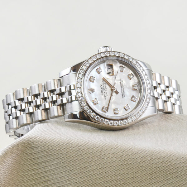 Factory set ladies stainless steel Rolex Oyster Perpetual Datejust 179384