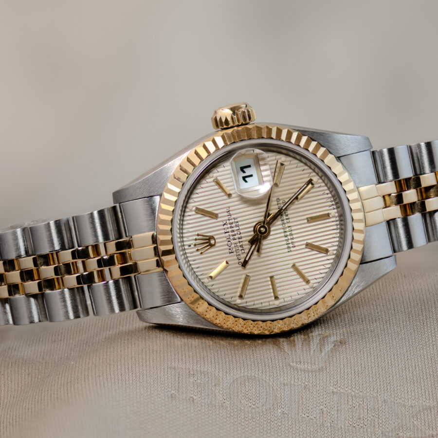 Ladies' Bimetal Gold and Stainless Steel Rolex Oyster Perpetual Datejust 69173 Rebecca's Jewellers Southport