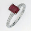 Emerald Cut Ruby and Diamond Ring 1.17cts Rebecca's Jewellery Southport