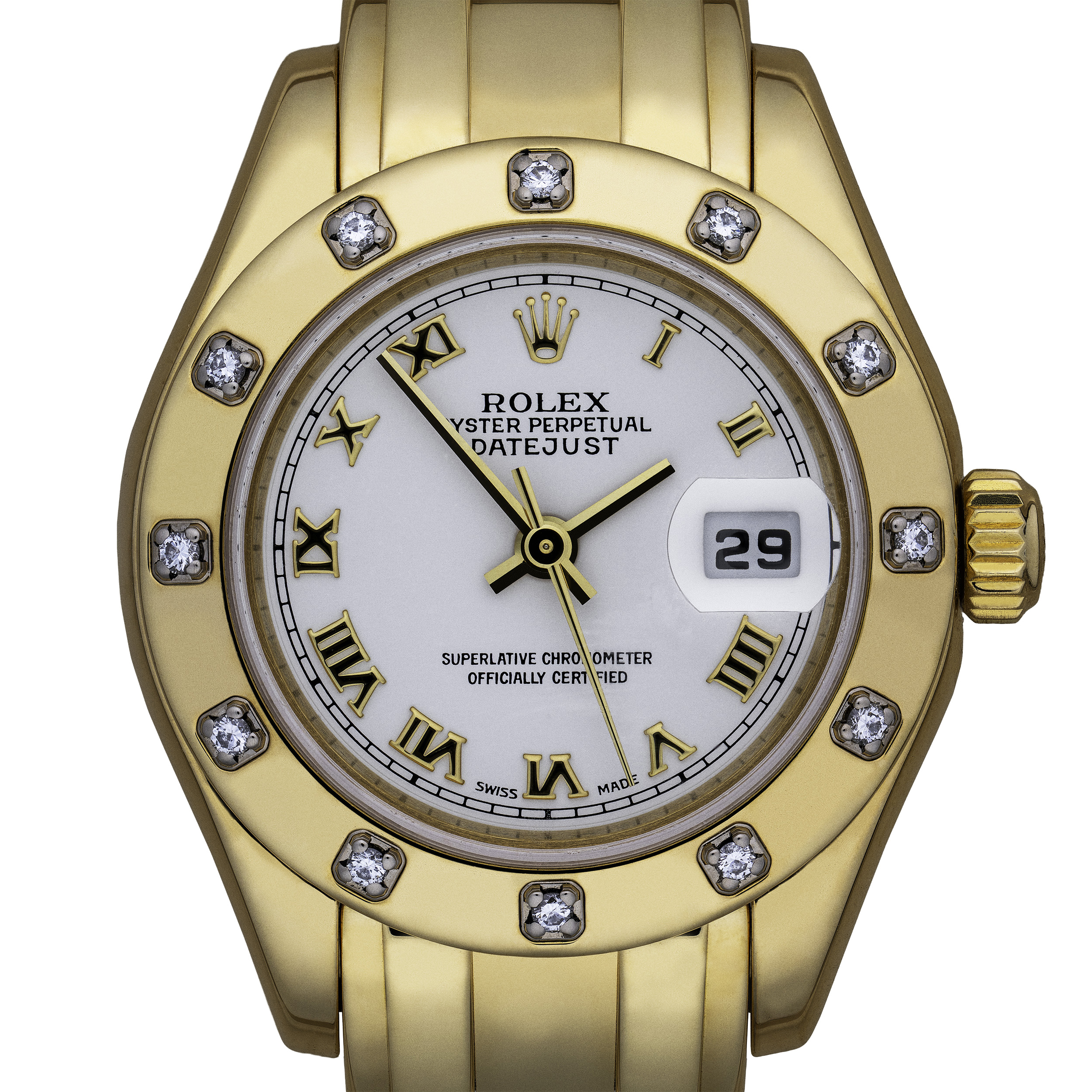 29mm Yellow Gold Rolex Pearlmaster Crop (#3365) Rebecca's Jewellers Southport