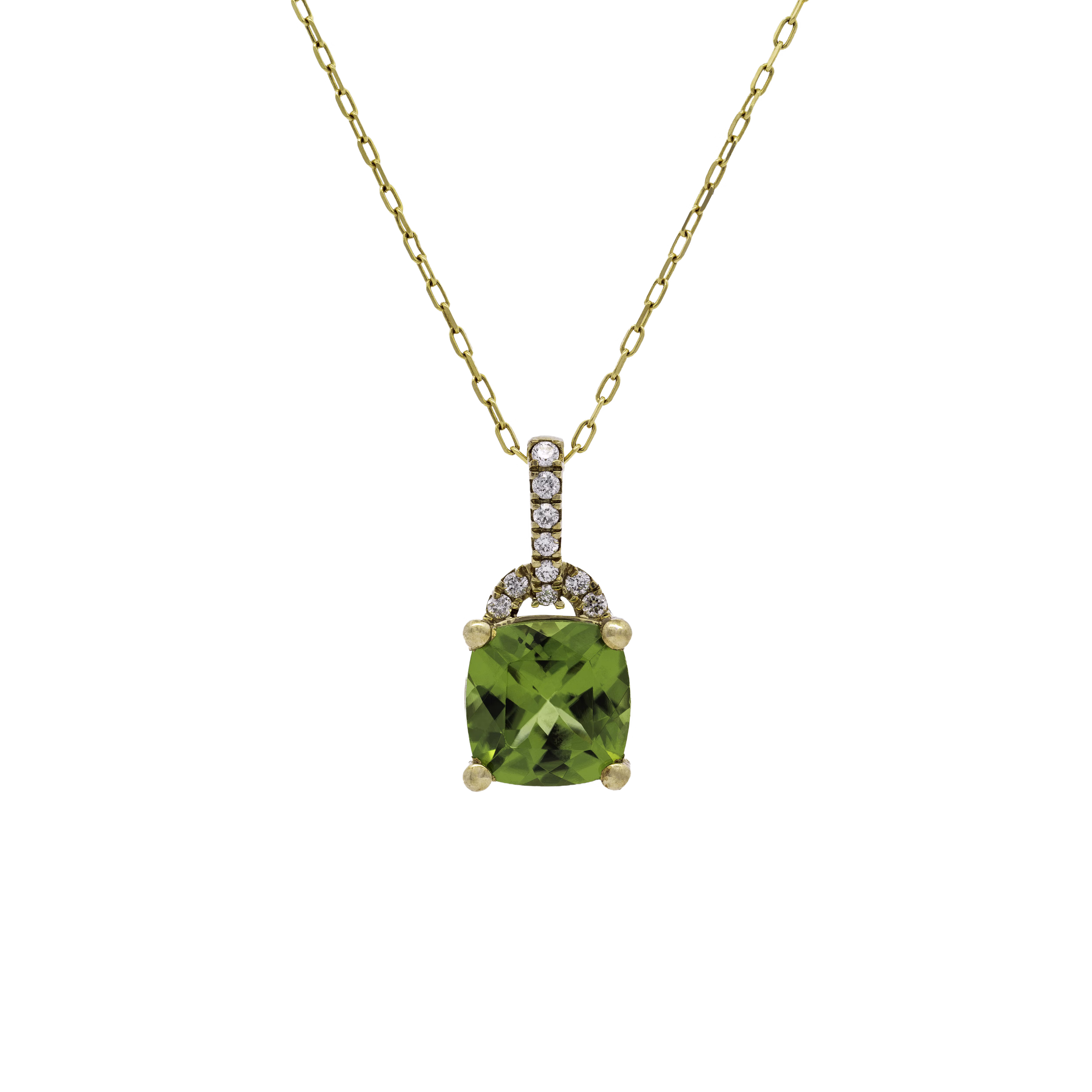 Diamond and Peridot Pendant 2.18 cts - Rebecca's Jewellers Southport