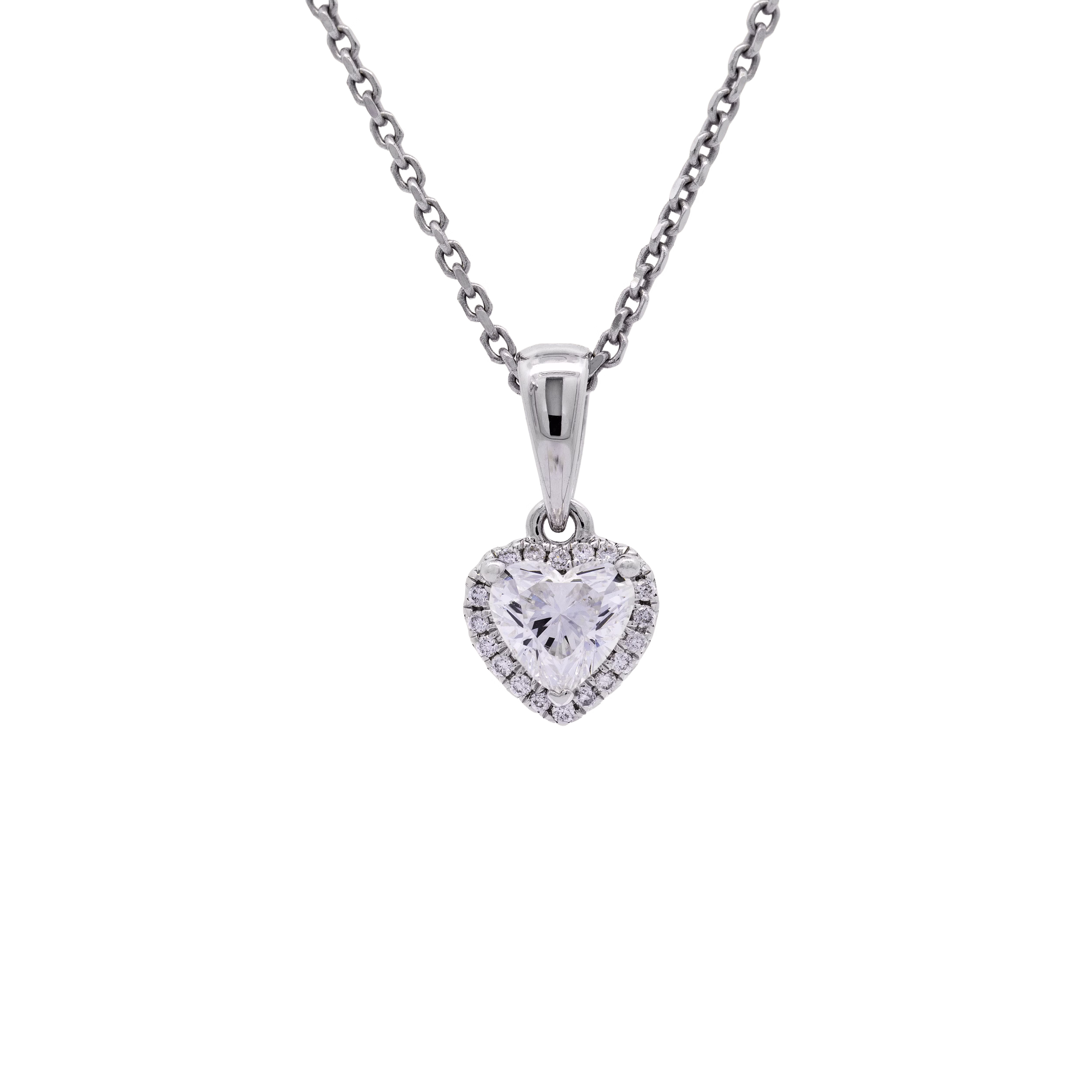 Heart Diamond Cluster pendant 0.50 cts 18KWG - Rebecca's Jewellers Southport