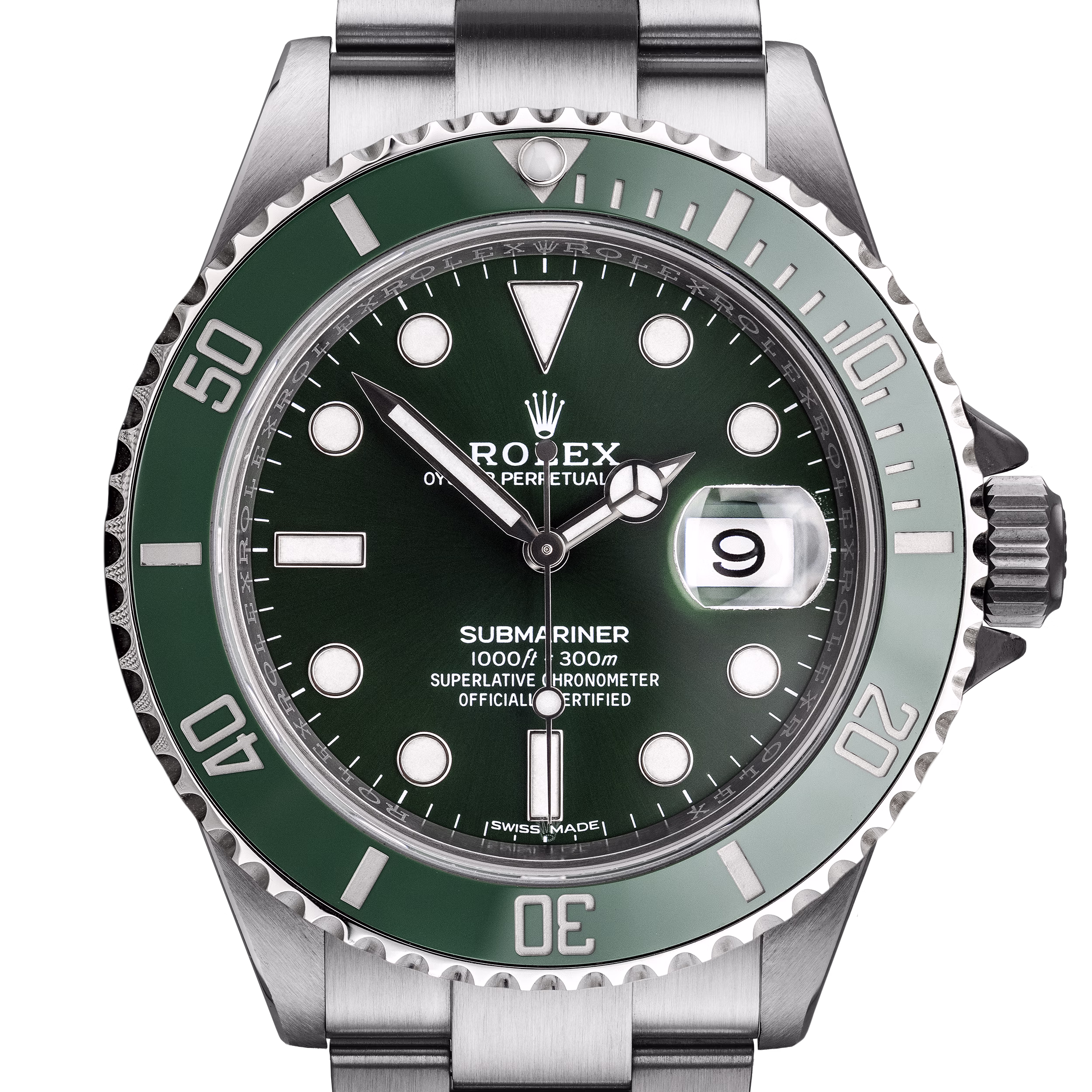 Stainless Steel Rolex Submariner Hulk with Green Bezel and Dial (#3227) Rebecca's Jewellers Southport Crop 2500